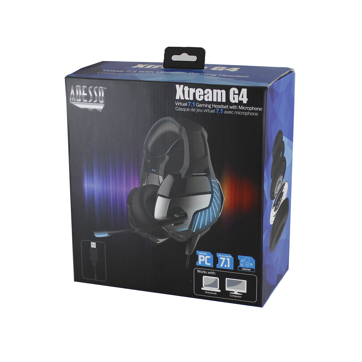 Virtual 7.1 Surround Headphones with Vibration Adesso Inc Your Input Device Specialist :::